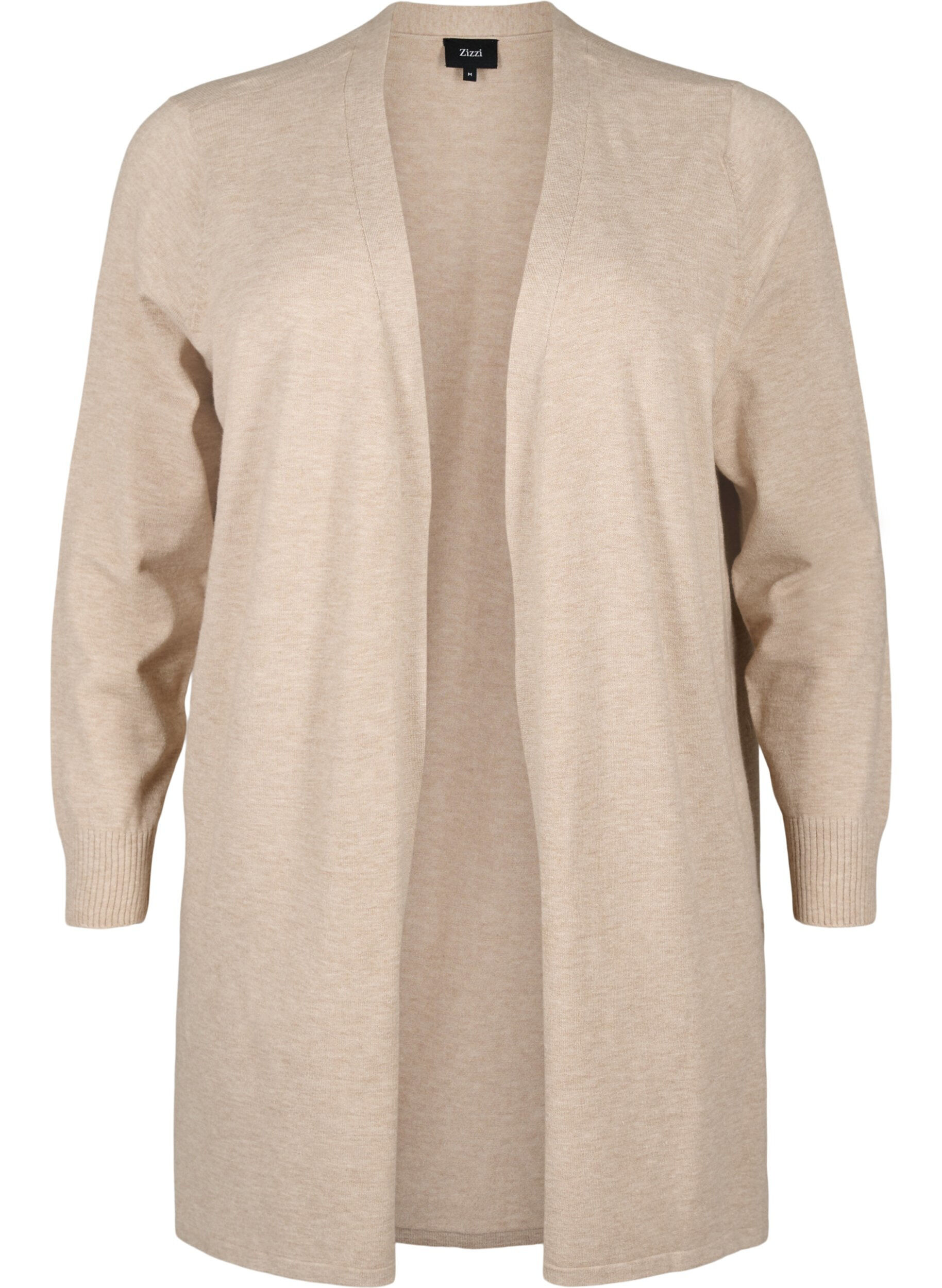 Zizzi Gestrickter Cardigan mit Schlitz und Rippe, Simply Taupe Mel., Packshot image number 0