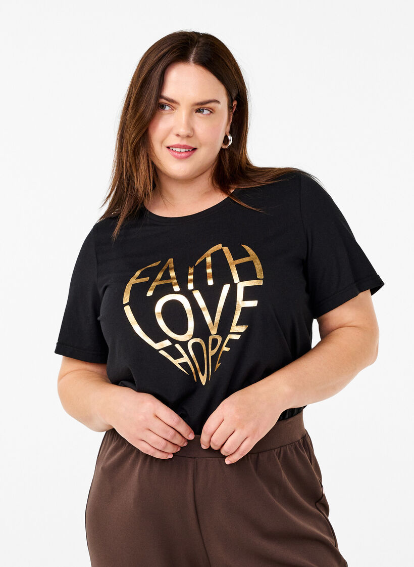 FLASH – T-shirt imprimé, Black Gold Faith, Model image number 0