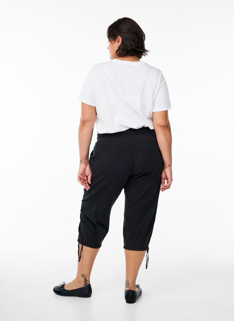 Pantacourt en coton, Noir, Model image number 1