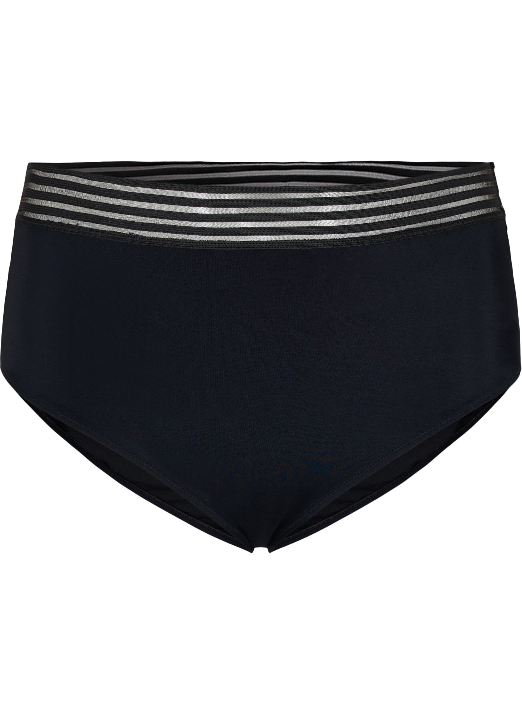 Zizzi Hochtaillierte Bikinihose mit Mesh, Black, Packshot image number 0
