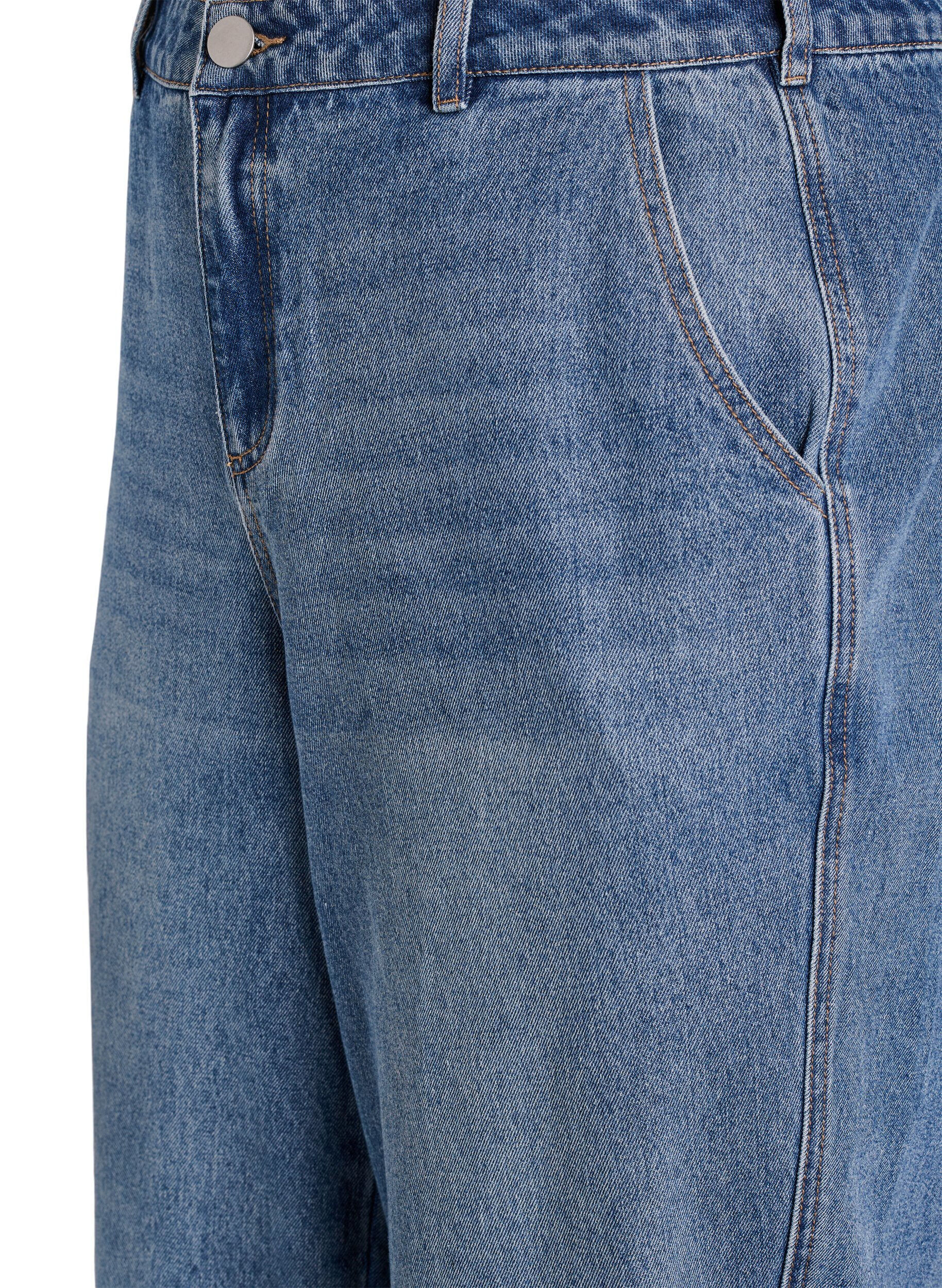 Zizzi Hoch taillierte Barrel-Jeans, Blau, Packshot image number 2