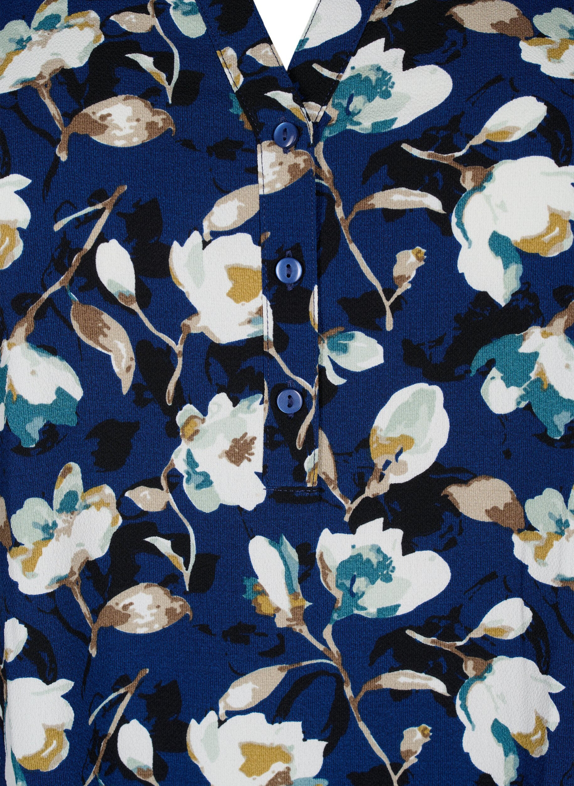 Zizzi Florale Bluse mit 3/4-&Auml;rmeln, P. Blue Flower AOP, Packshot image number 2