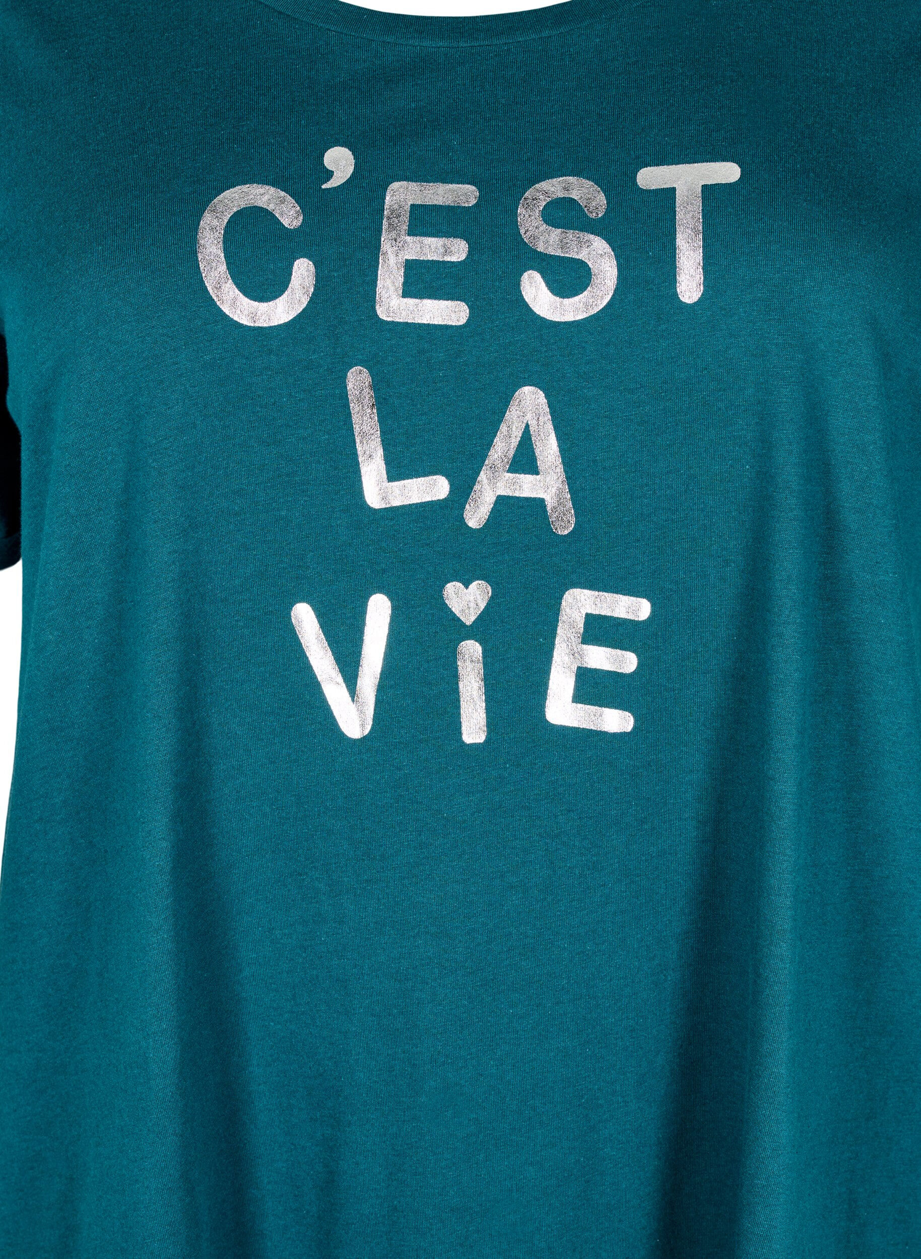 ZizziChemise de nuit &agrave; manches courtes en coton biologique, Vert, Packshot image number 2