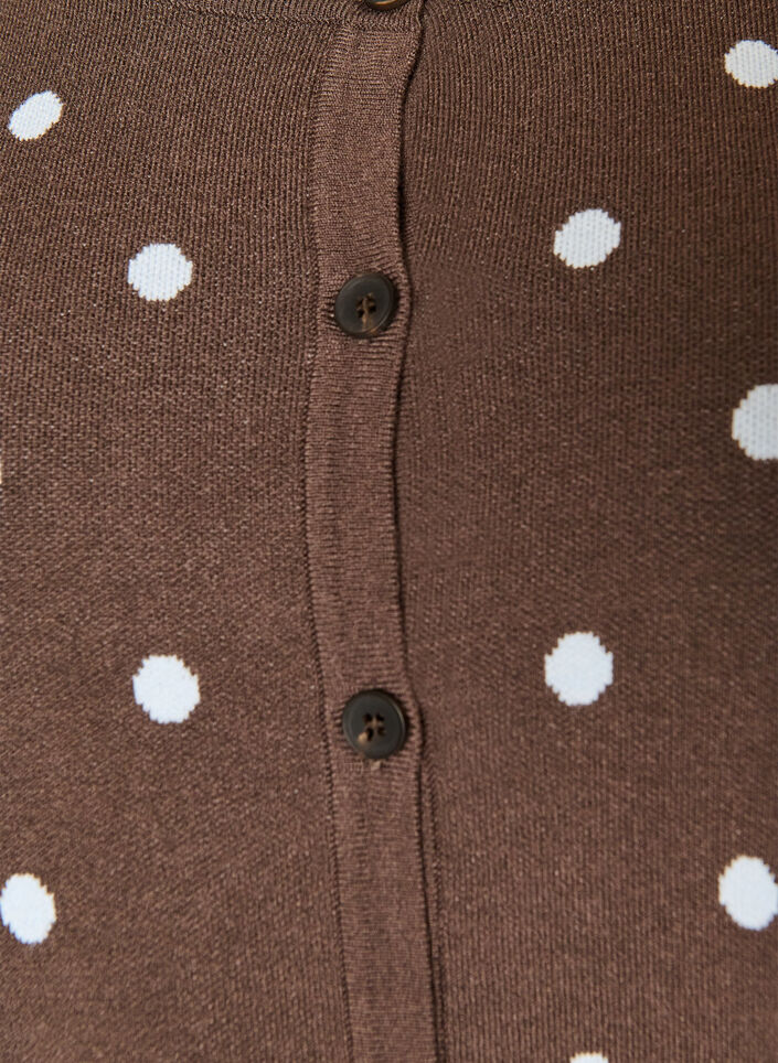 Cardigan &agrave; pois et fermeture boutonn&eacute;e, Marron, Packshot image number 2