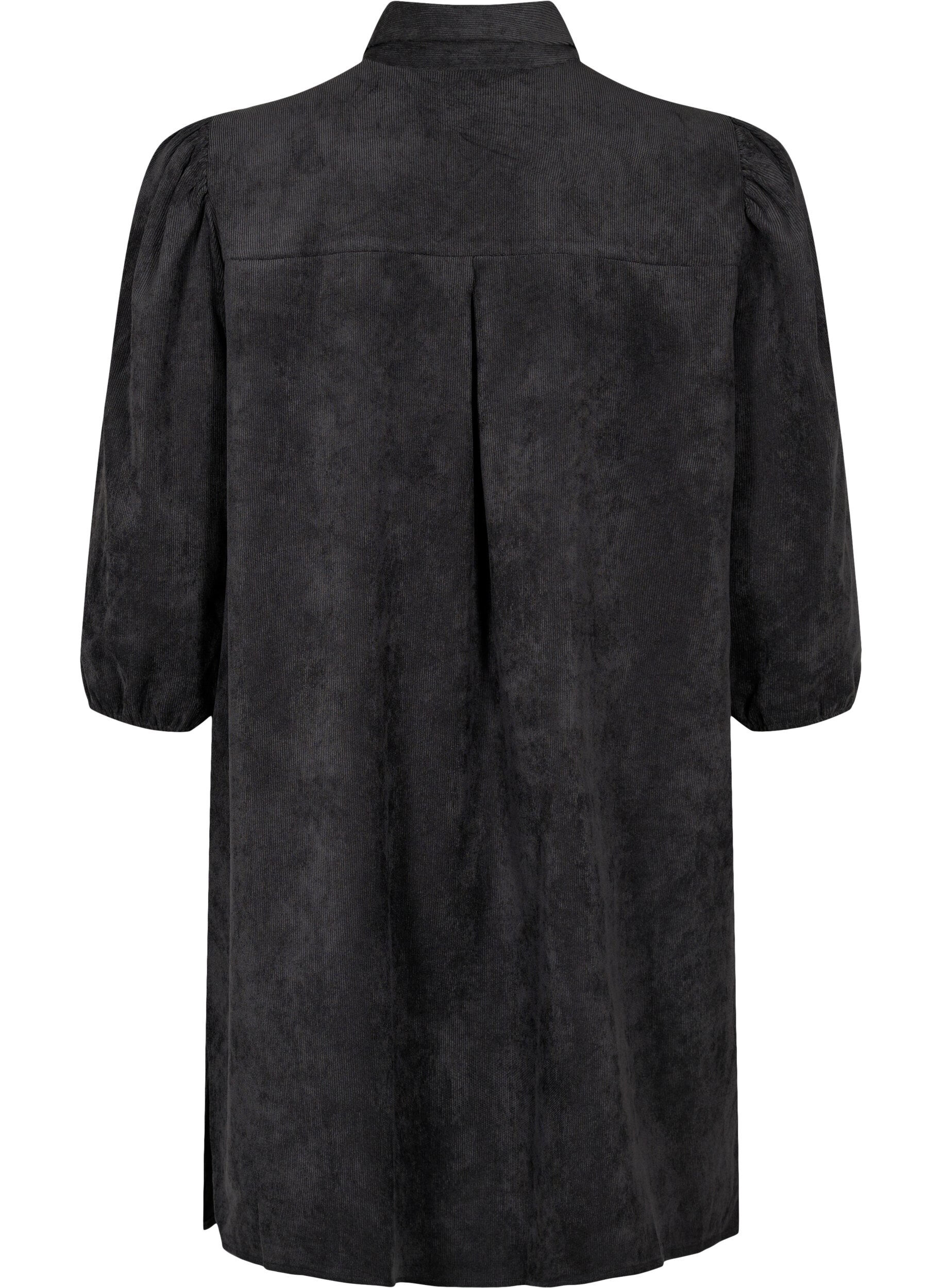 Zizzi Kordkleid mit 3/4 &Auml;rmeln und Kn&ouml;pfen, Black, Packshot image number 1