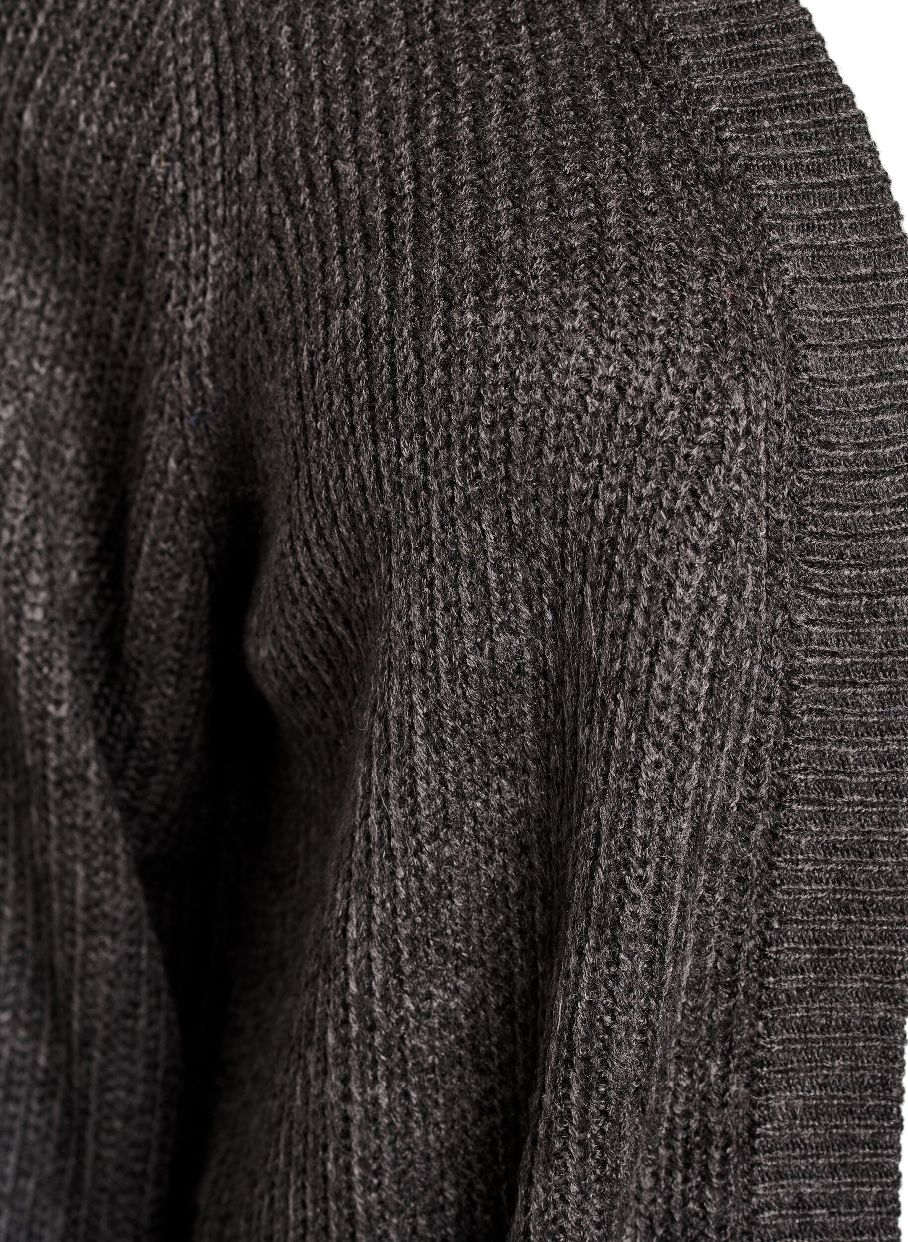 Zizzi FLASH - Cardigan long en maille c&ocirc;tel&eacute;e avec poches, Gris anthracite, Packshot image number 2
