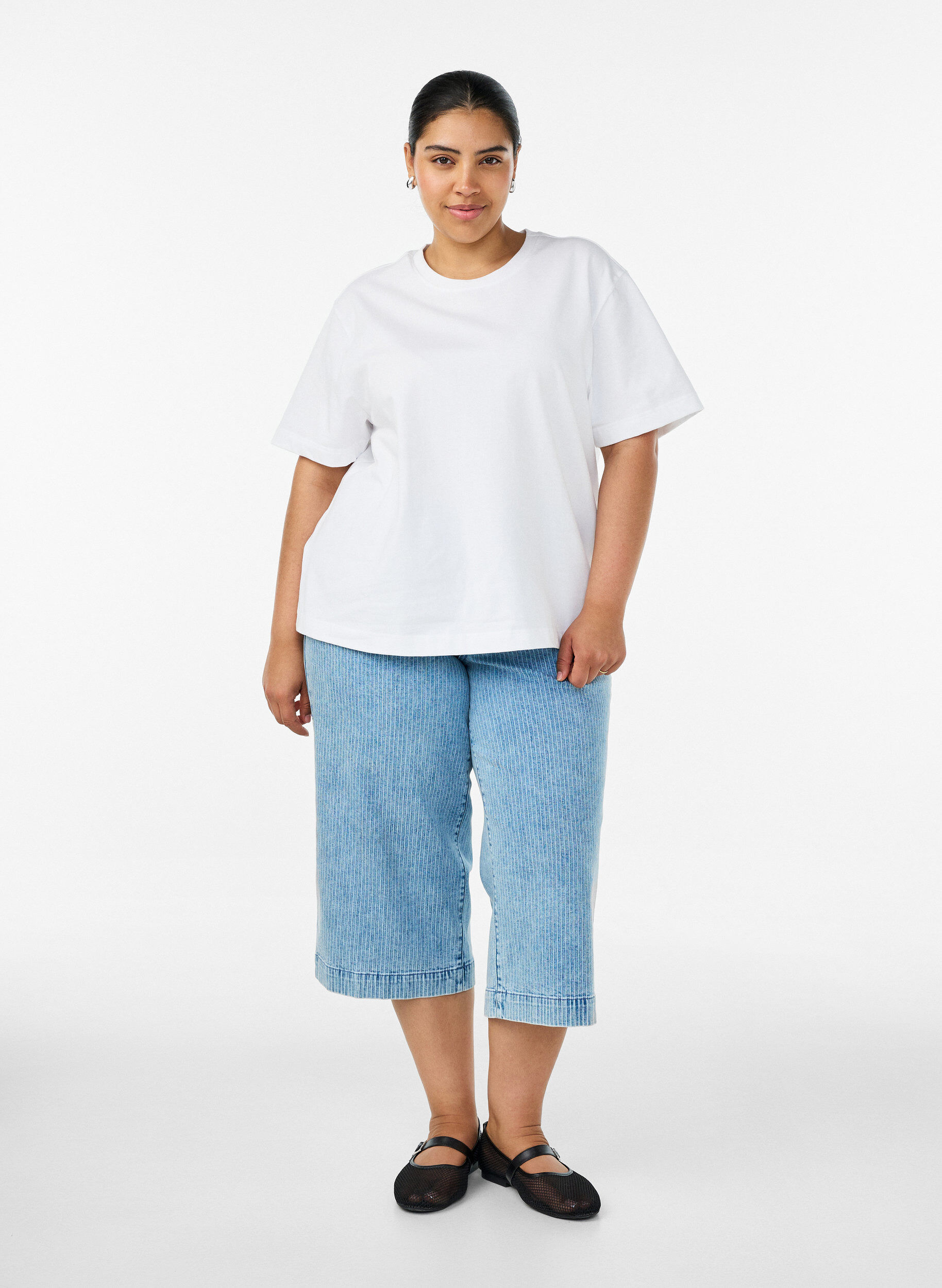 ZizziKastiges T-Shirt aus Baumwolle, Wei&szlig;, Model image number 1