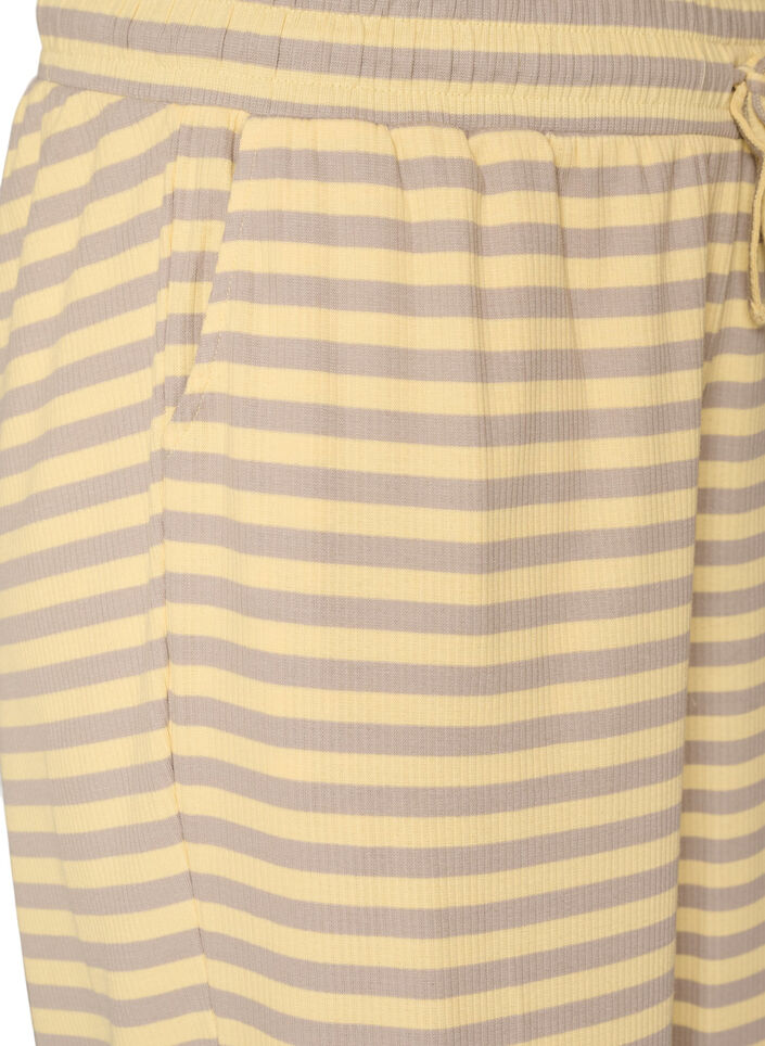 Pantalon de pyjama ray&eacute; &agrave; taille haute et coupe ample, Jaune clair, Packshot image number 2