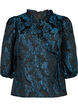 Jacquard-Wickelbluse mit 3/4-Ärmeln, Black Blue, Packshot image number 0