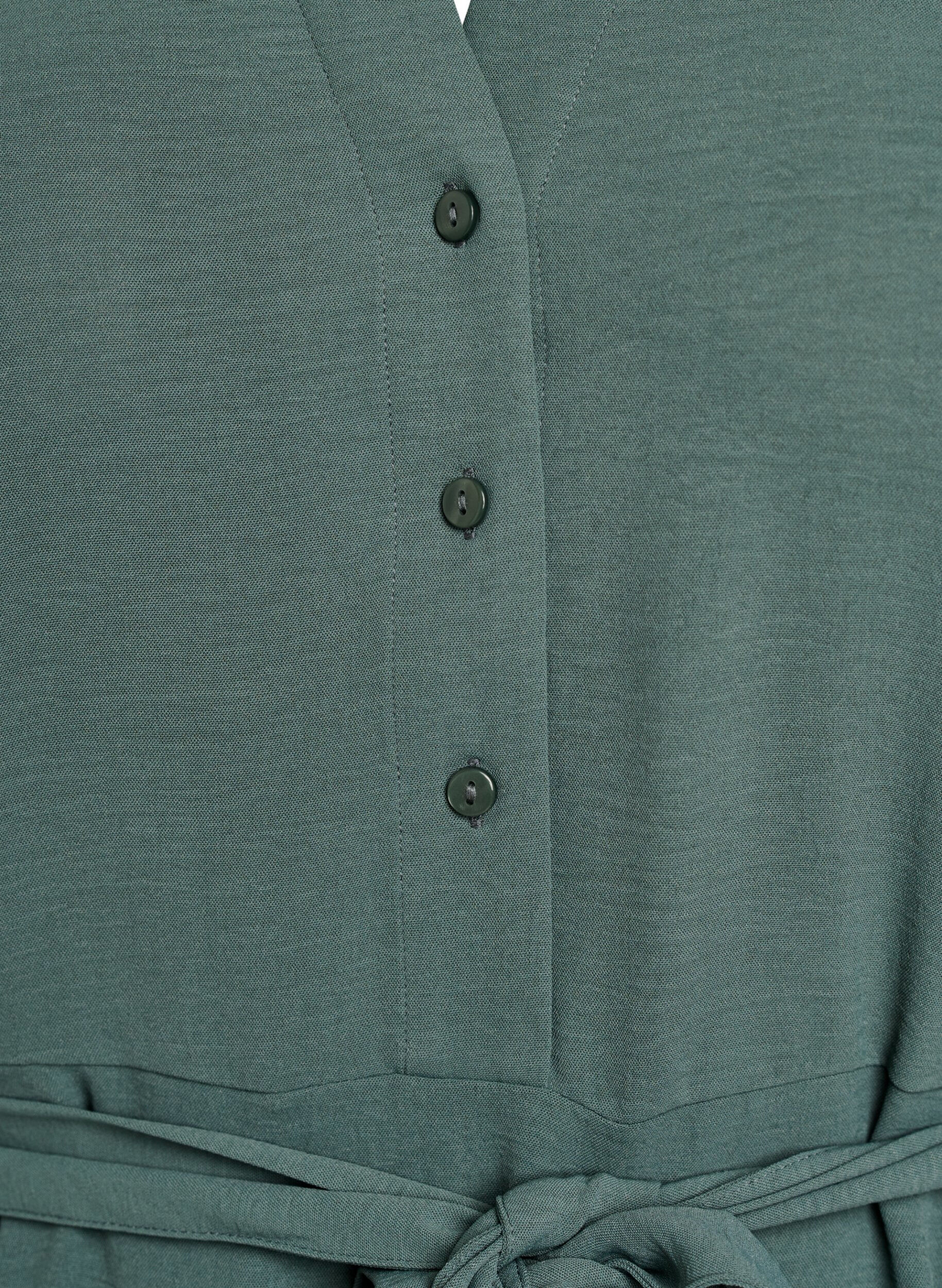 Zizzi Robe chemise midi avec ceinture &agrave; nouer, Vert fonc&eacute;, Packshot image number 2