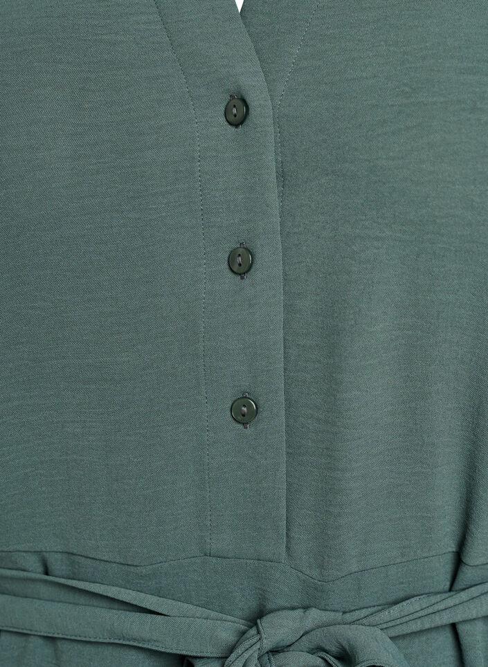 Robe chemise midi avec ceinture &agrave; nouer, Vert fonc&eacute;, Packshot image number 2