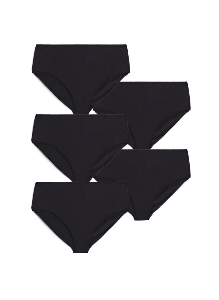 5-pack Bauwollunterhose mit normaler Taille, Schwarz, Packshot image number 0