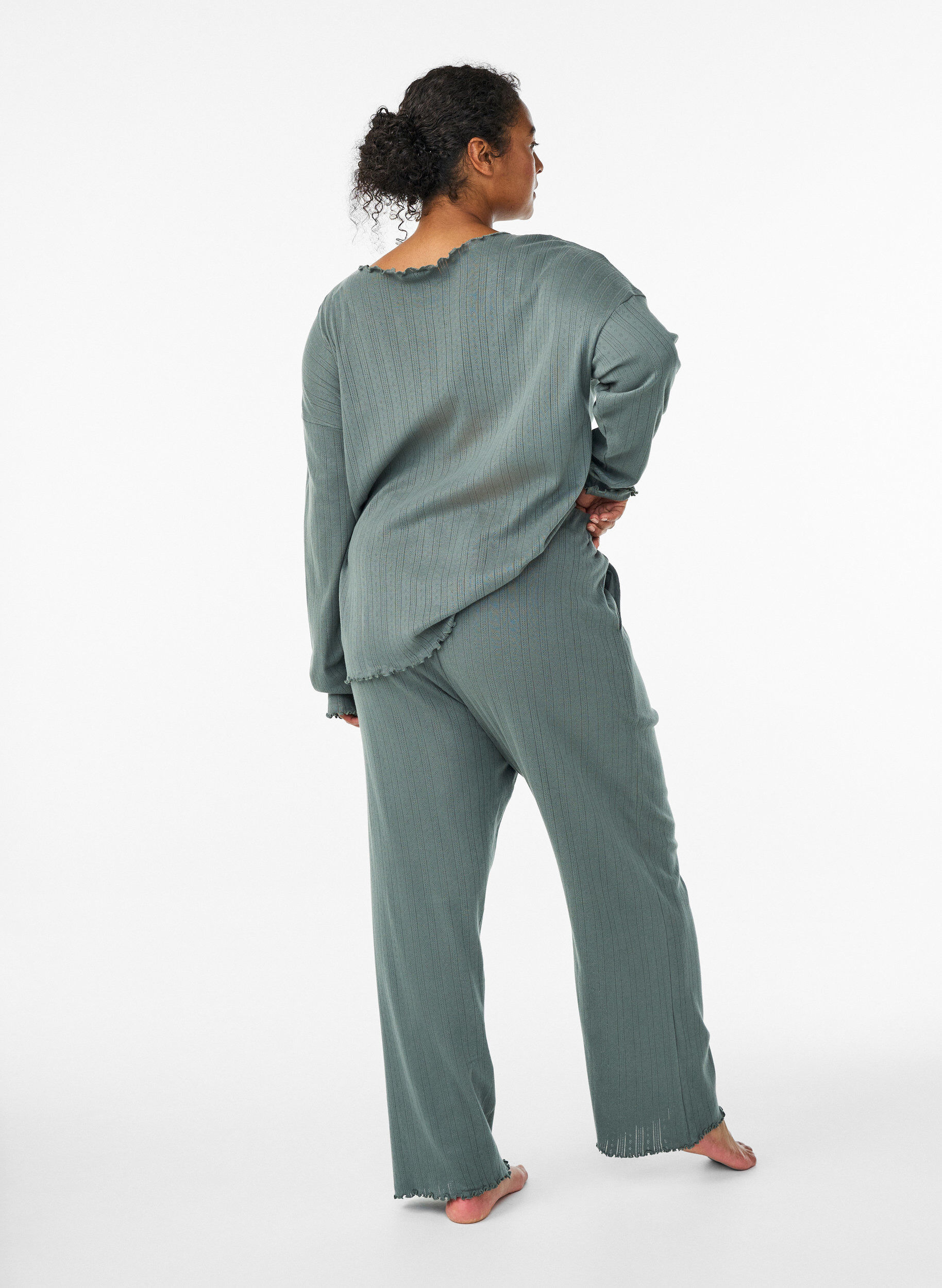 Zizzi Nachthose aus Baumwolle, Gr&uuml;n, Model image number 1