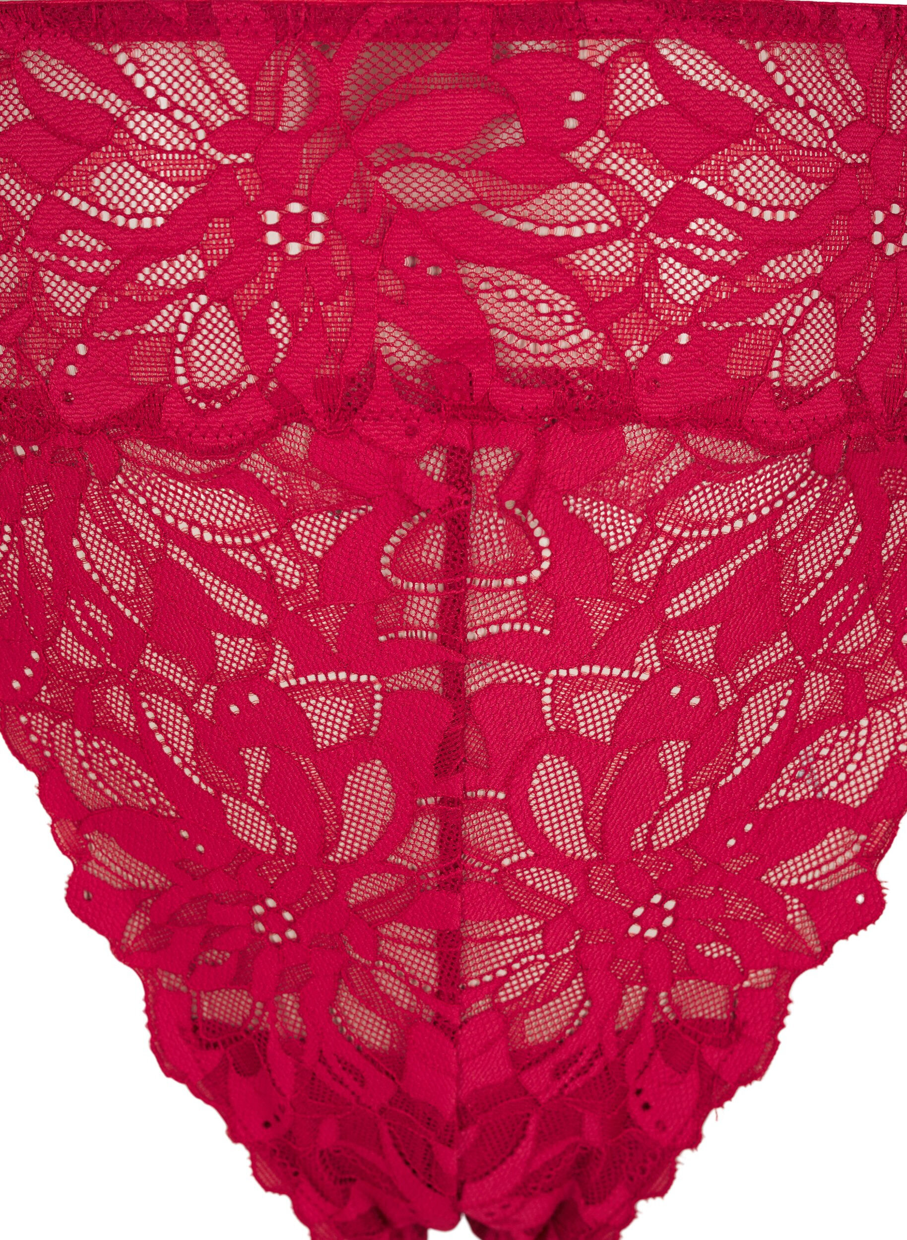 Zizzi String en dentelle &agrave; taille r&eacute;guli&egrave;re, Rouge, Packshot image number 2
