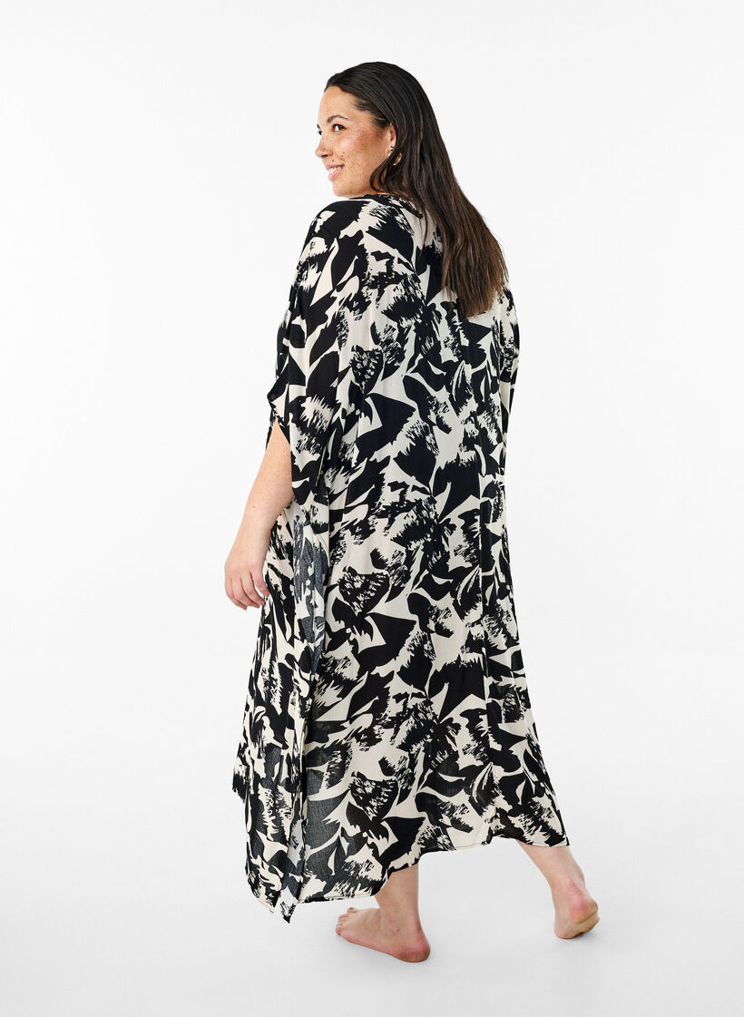 Kaftan-Strandkleid mit Kn&ouml;pfen, Beige, Model image number 1