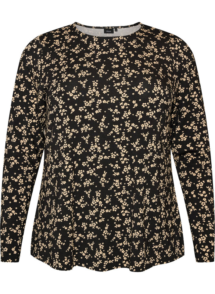 Lang&auml;rmelige Bluse, Schwarz, Packshot image number 0