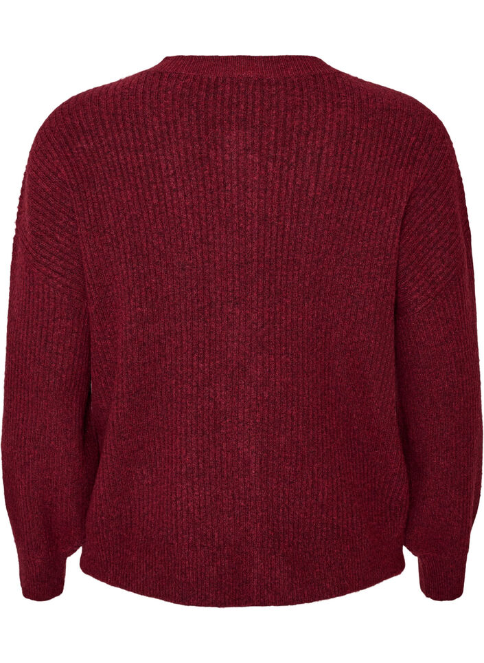 Cardigan en tricot c&ocirc;tel&eacute; avec boutons, Bordeaux, Packshot image number 1