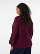 Pullover aus Rippstrick mit Puff&auml;rmeln und Kn&ouml;pfen, Dunkles Bordeaux, Model image number 2