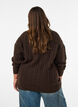 Bluse aus Strick mit Zopfmuster und V-Ausschnitt, Braun, Model image number 2