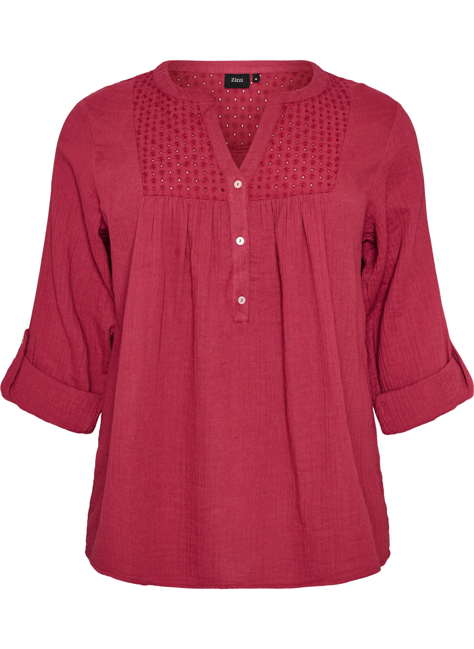 Blouse en mousseline de coton avec broderie anglaise