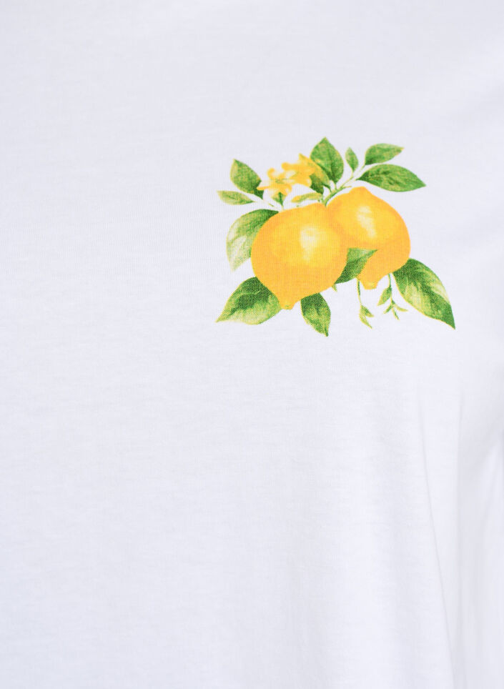 T-shirt en coton bio avec imprim&eacute; agrumes, Blanc, Packshot image number 2