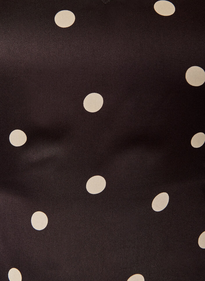 Blouse en viscose &agrave; pois avec col en V et lien &agrave; nouer, Marron, Packshot image number 2