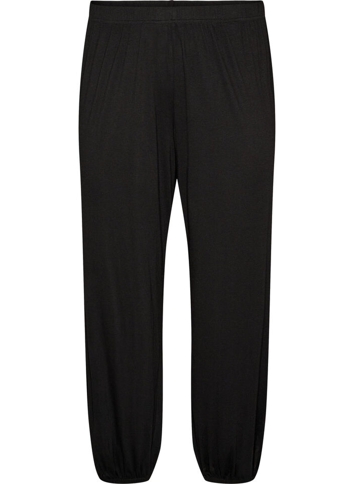 Pantalon de pyjama ample en viscose avec une taille &eacute;lastique, Noir, Packshot image number 0