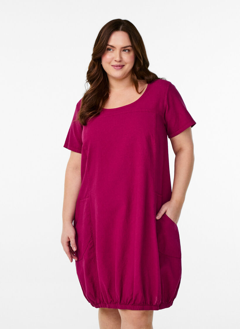 Baumwollkleid mit kurzen &Auml;rmeln, Rot, Model image number 0