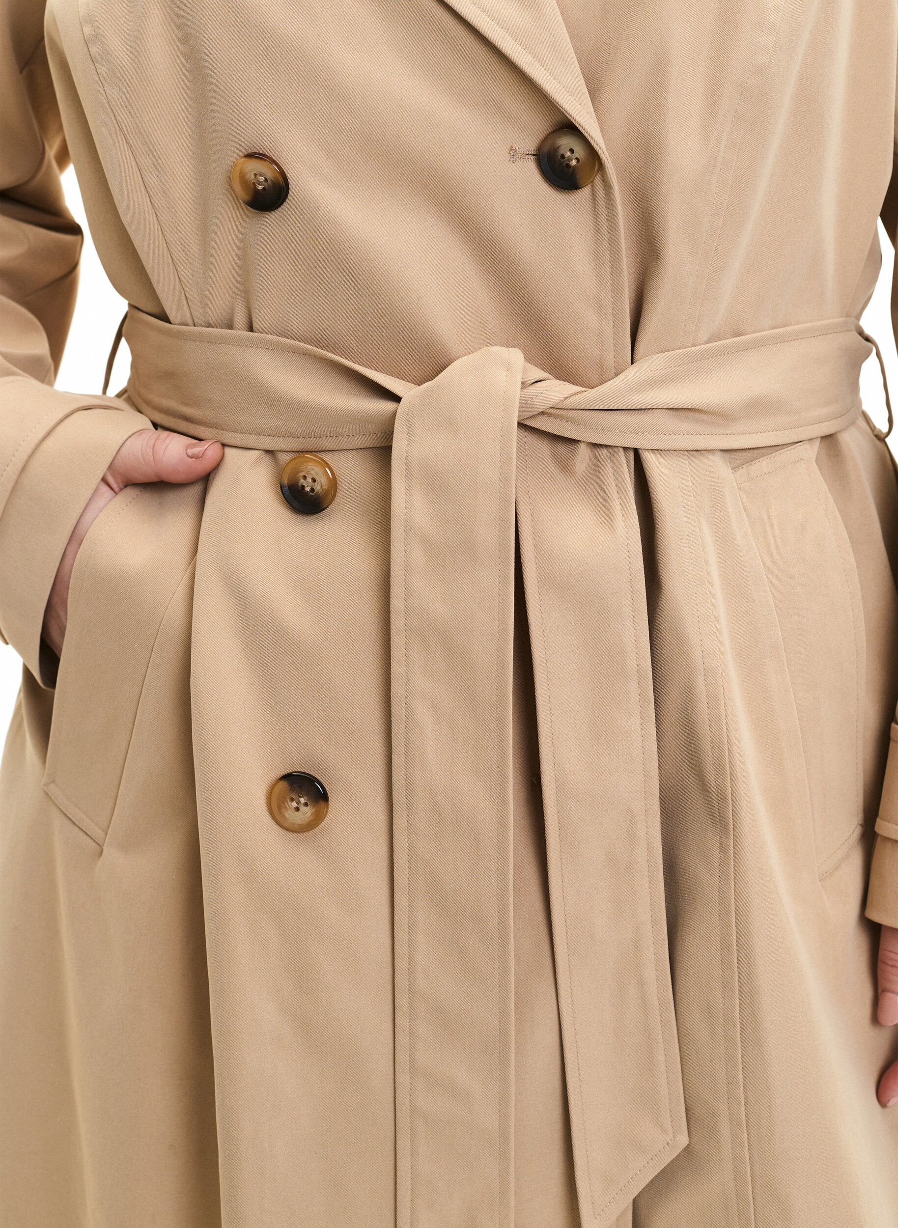 Zizzi Trenchcoat mit Taschen und G&uuml;rtel, Nomad, Model image number 2