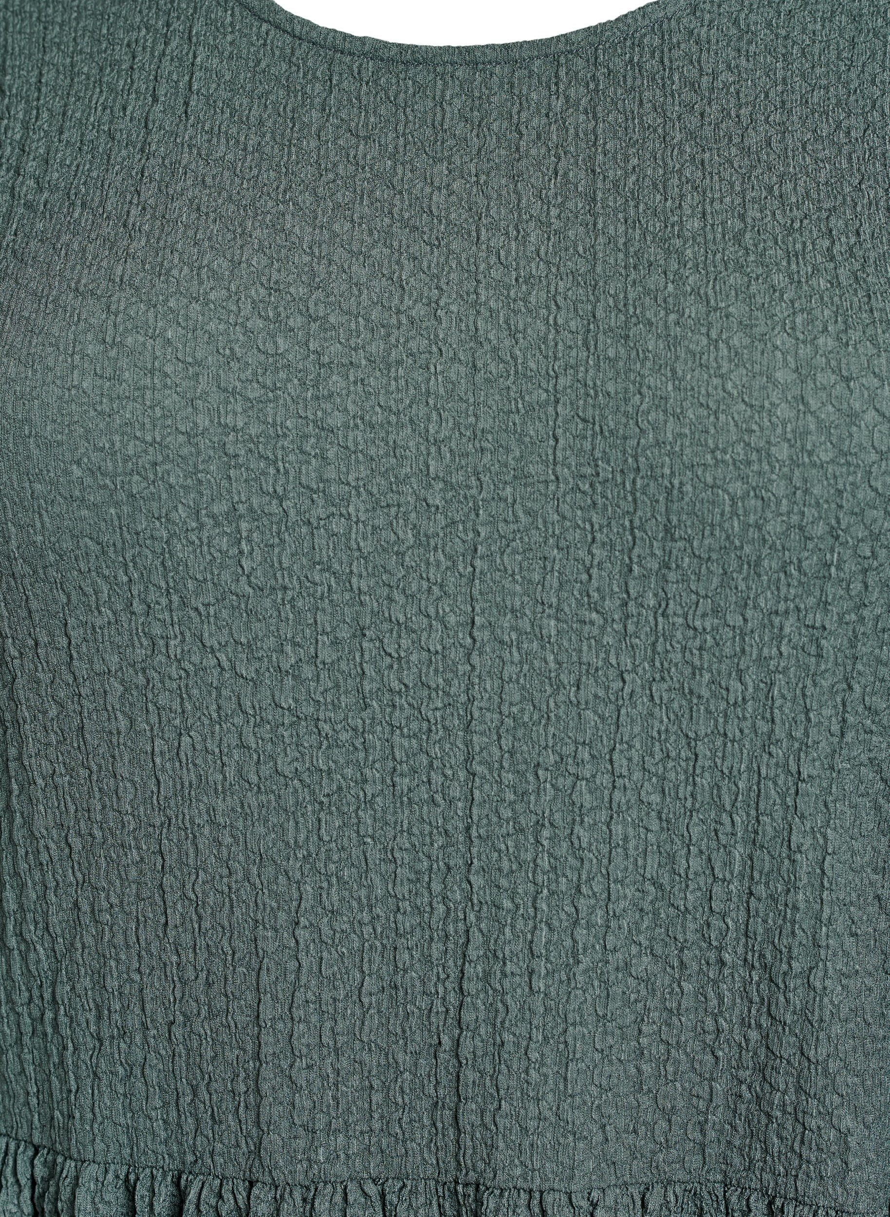 Zizzi FLASH - Kurzes Kleid aus strukturiertem Stoff mit 3/4-&Auml;rmeln, Gr&uuml;n, Packshot image number 2