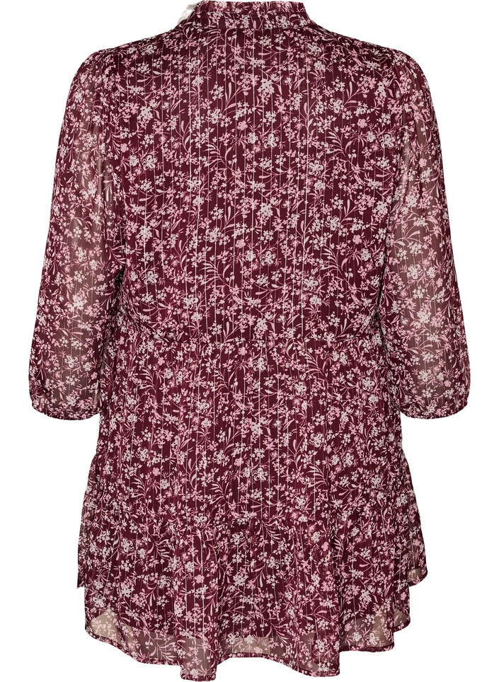 Tunika mit Blumenmuster und Glitzerf&auml;den, Rot, Packshot image number 1