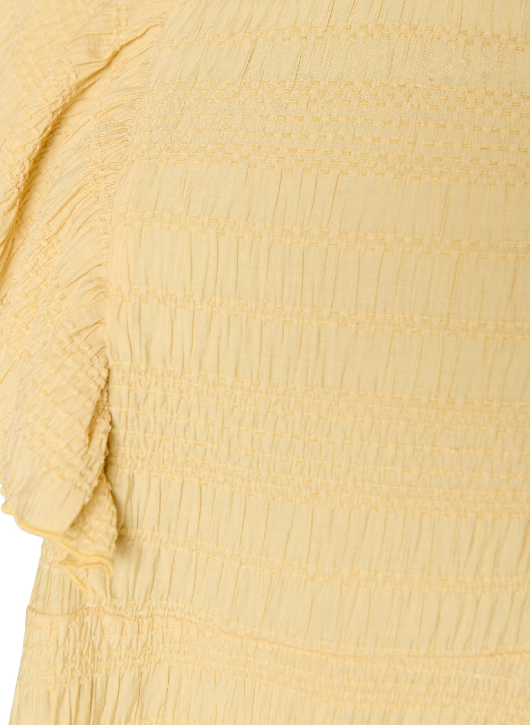 ZizziBlouse avec texture smock&eacute;e et manches &agrave; volants, Jaune clair, Packshot image number 2