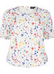 Blouse &agrave; fleurs avec smock, Bleu, Packshot image number 0