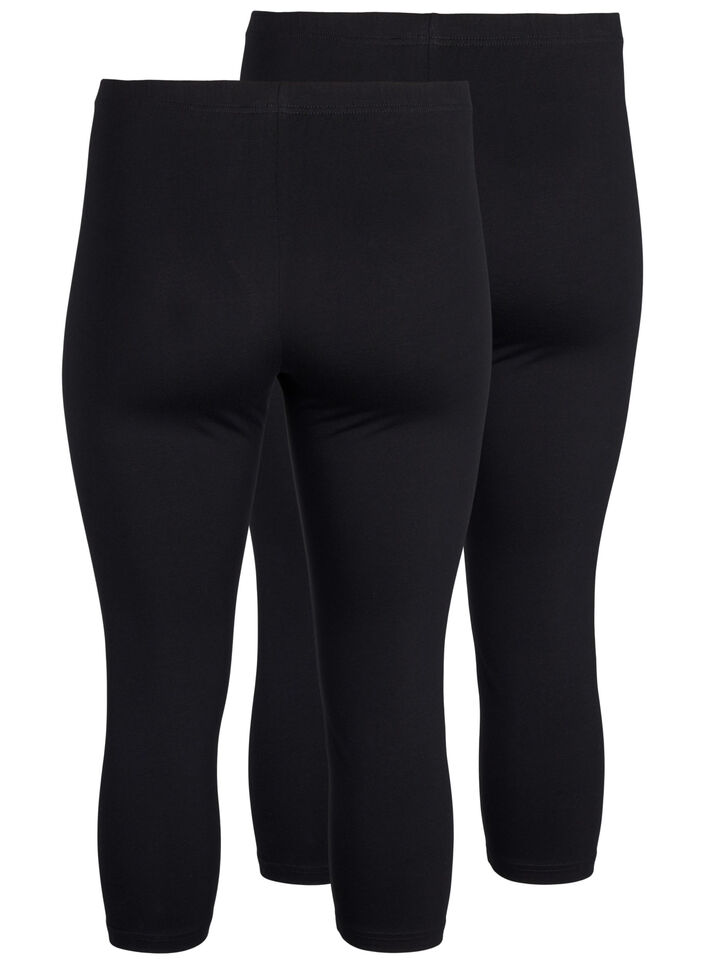 FLASH - 2-pack leggings 3/4 en coton, Noir, Packshot image number 1