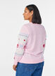 Blouse en maille avec motif de Noël, Rose, Model image number 2