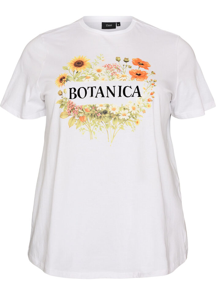T-shirt en coton bio avec imprim&eacute; sur le devant, Blanc, Packshot image number 0