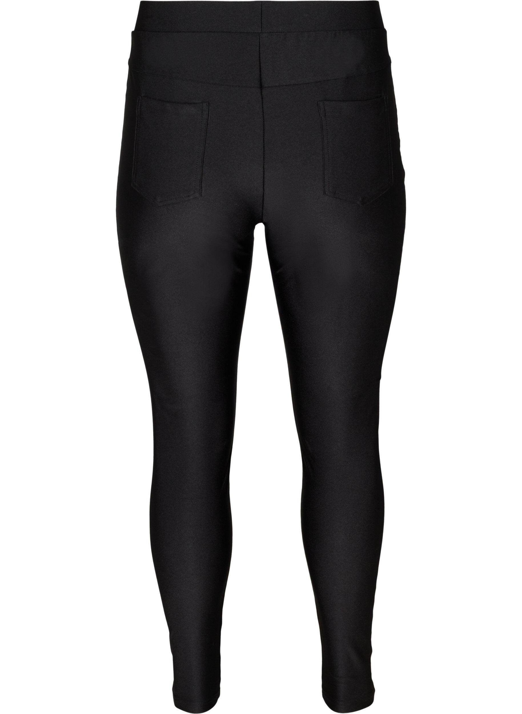 Zizzi Shiny Leggings mit Taschen hinten und 7/8-L&auml;nge, Black, Packshot image number 1