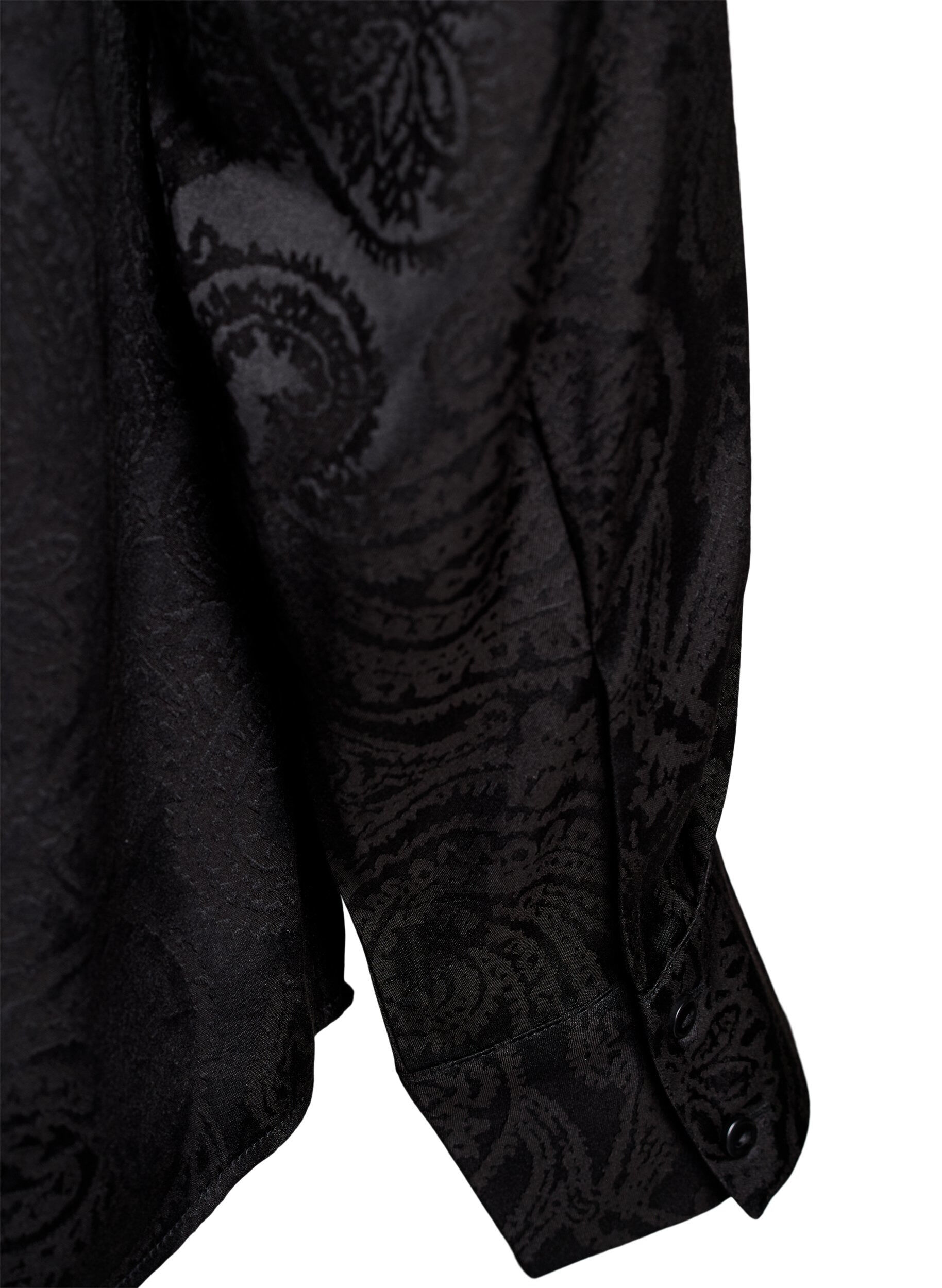 ZizziChemise &agrave; motif cachemire ton sur ton, Noir, Packshot image number 3