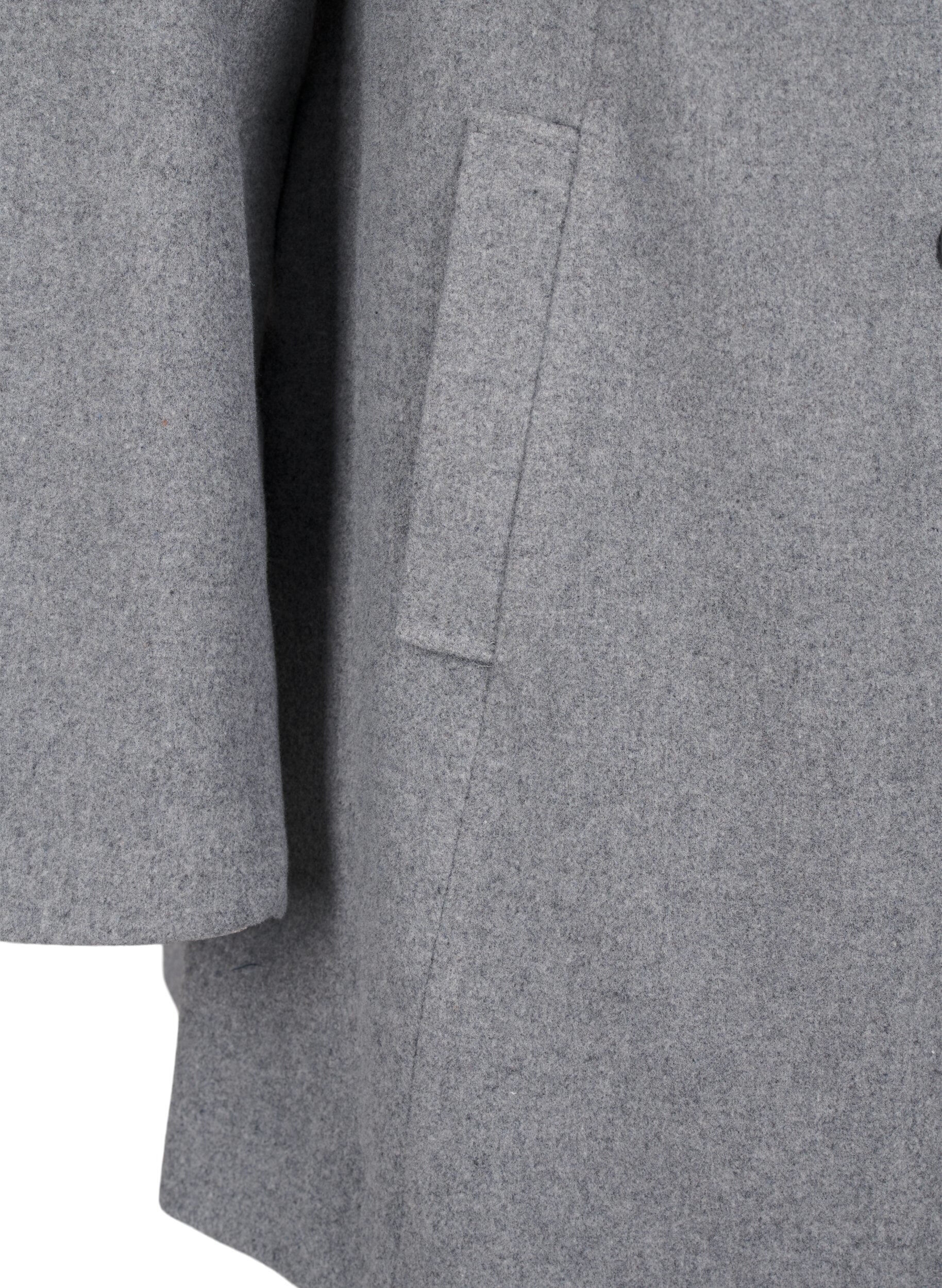 Zizzi Manteau court &agrave; coupe trap&egrave;ze, Light Grey Melange, Packshot image number 3