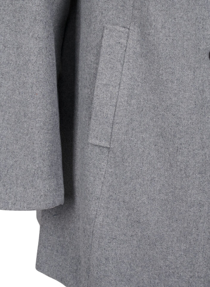 Manteau court à coupe trapèze, Light Grey Melange, Packshot image number 3