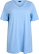Einfarbiges Oversize T-Shirt mit V-Ausschnitt, Blau, Packshot image number 0