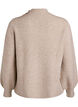Pullover aus Rippstrick mit Puff&auml;rmeln und Kn&ouml;pfen, Beige, Packshot image number 1