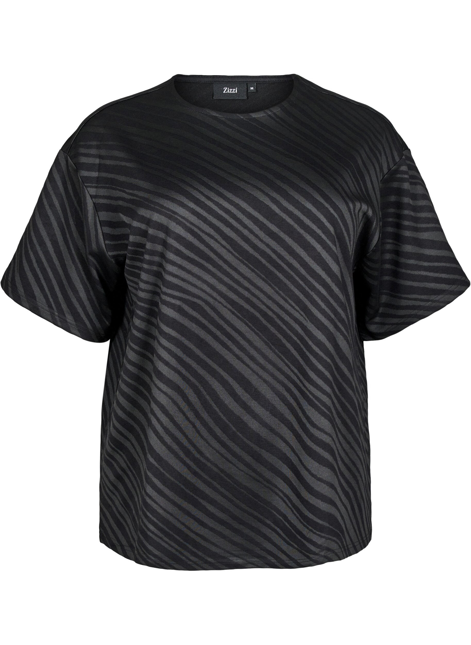 Zizzi Chemisier surdimensionn&eacute; avec motif, Noir, Packshot image number 0