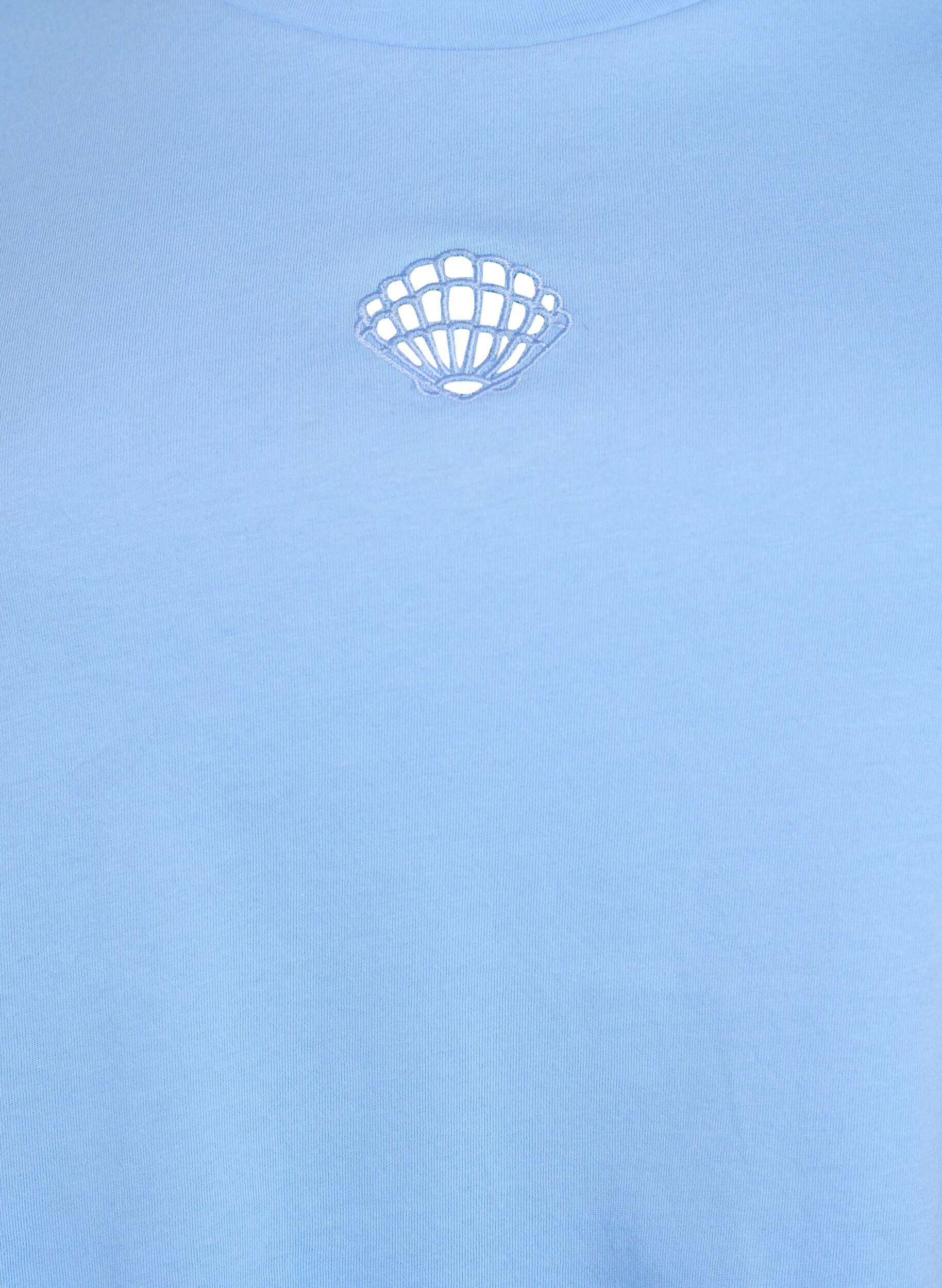 Zizzi T-Shirt mit dekorativen Details, Blau, Packshot image number 2