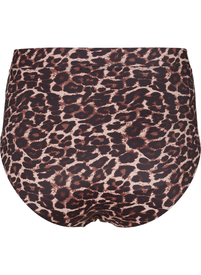 Bikini-Hose mit Print und hoher Taille, Autentic Leopard, Packshot image number 1