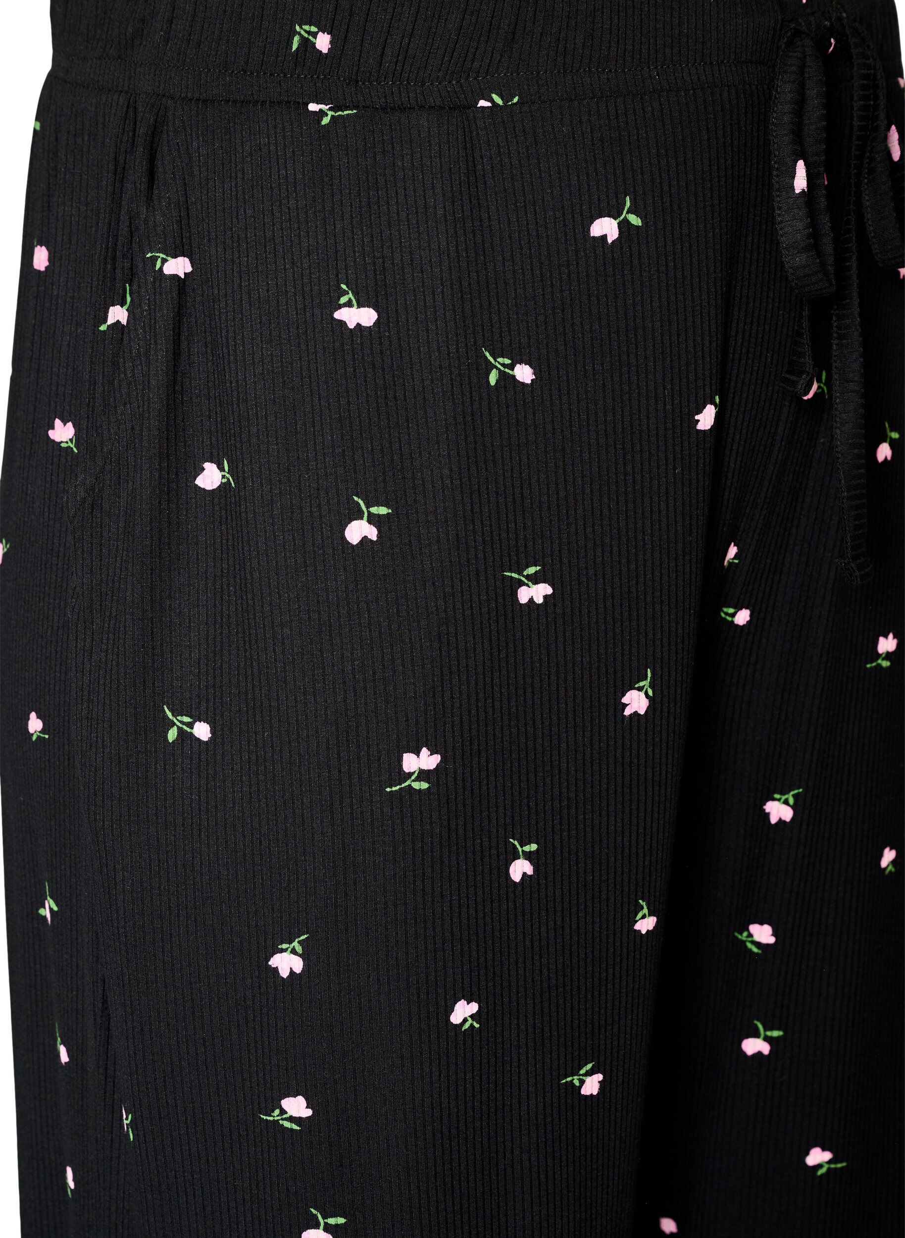 ZizziBas de pyjama c&ocirc;tel&eacute; &agrave; imprim&eacute; floral, Noir, Packshot image number 2