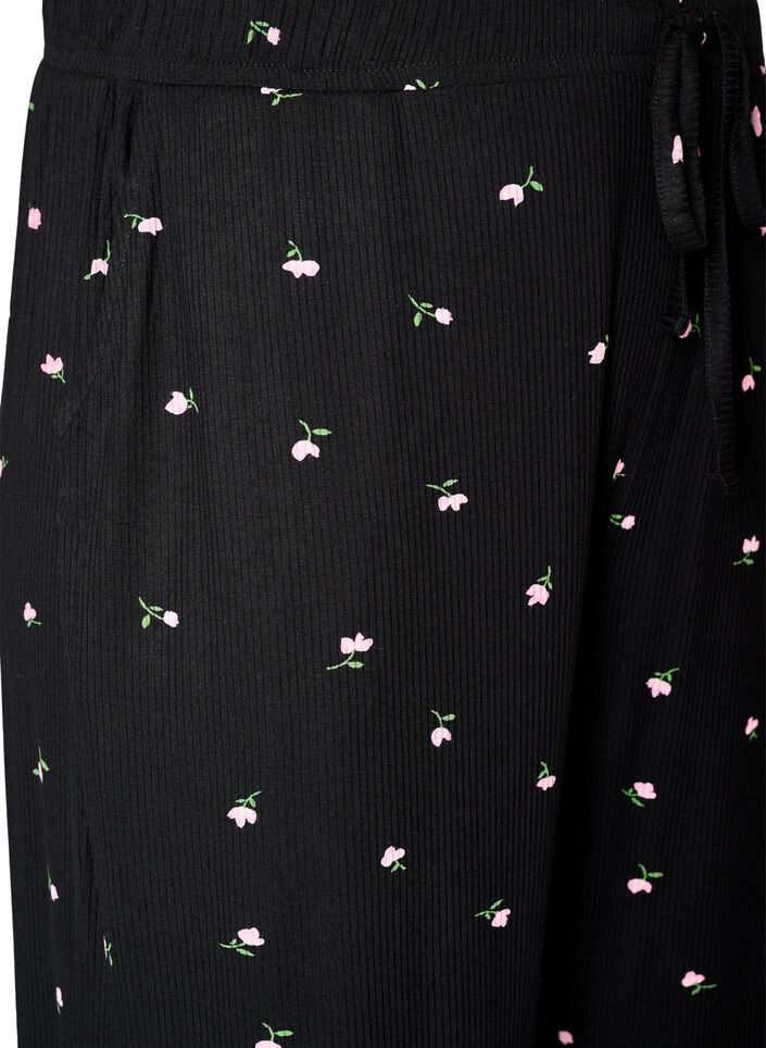 Bas de pyjama c&ocirc;tel&eacute; &agrave; imprim&eacute; floral, Noir, Packshot image number 2