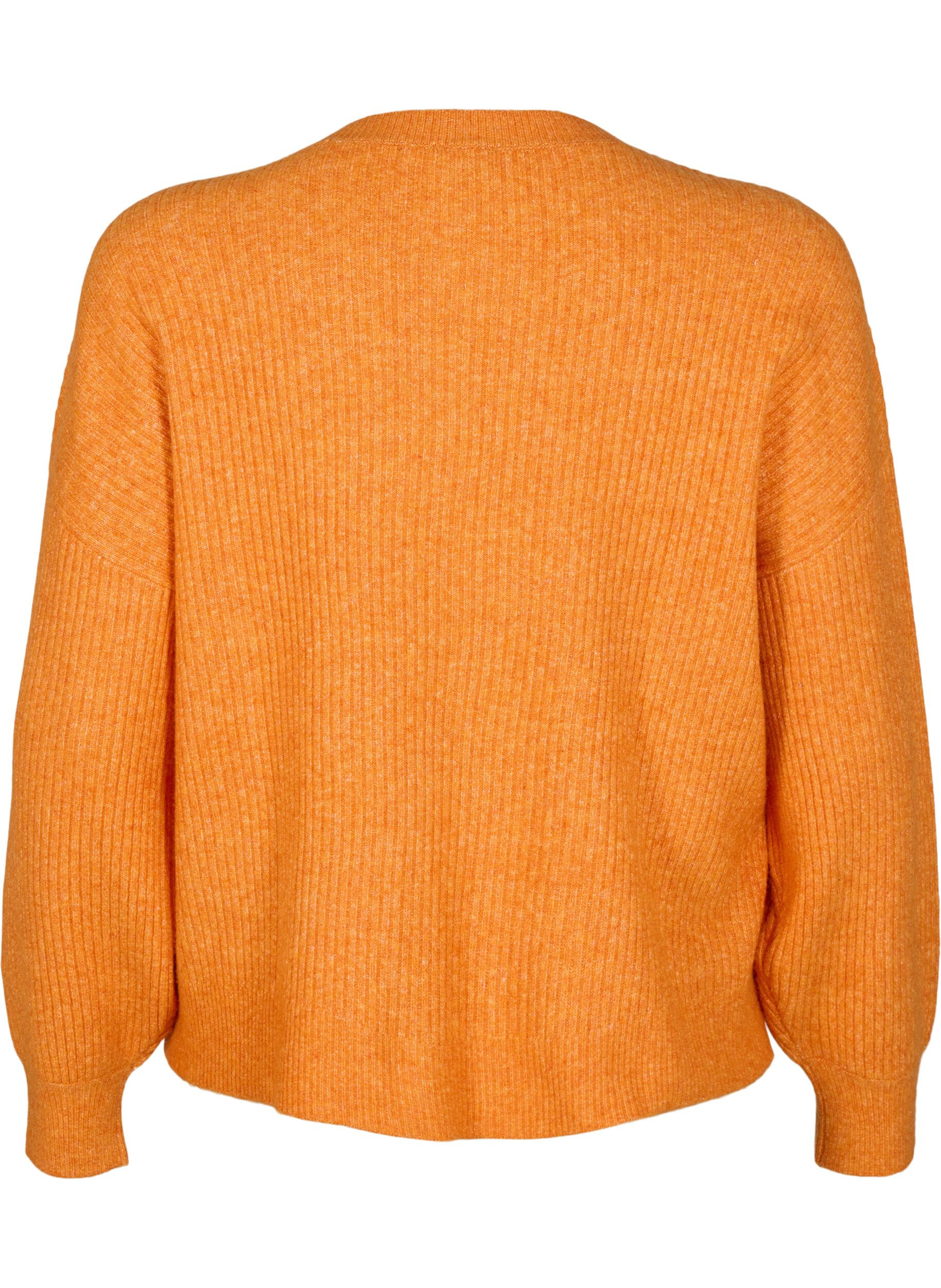 Zizzi Cardigan en tricot c&ocirc;tel&eacute; avec boutons, Orange fonc&eacute;, Packshot image number 1