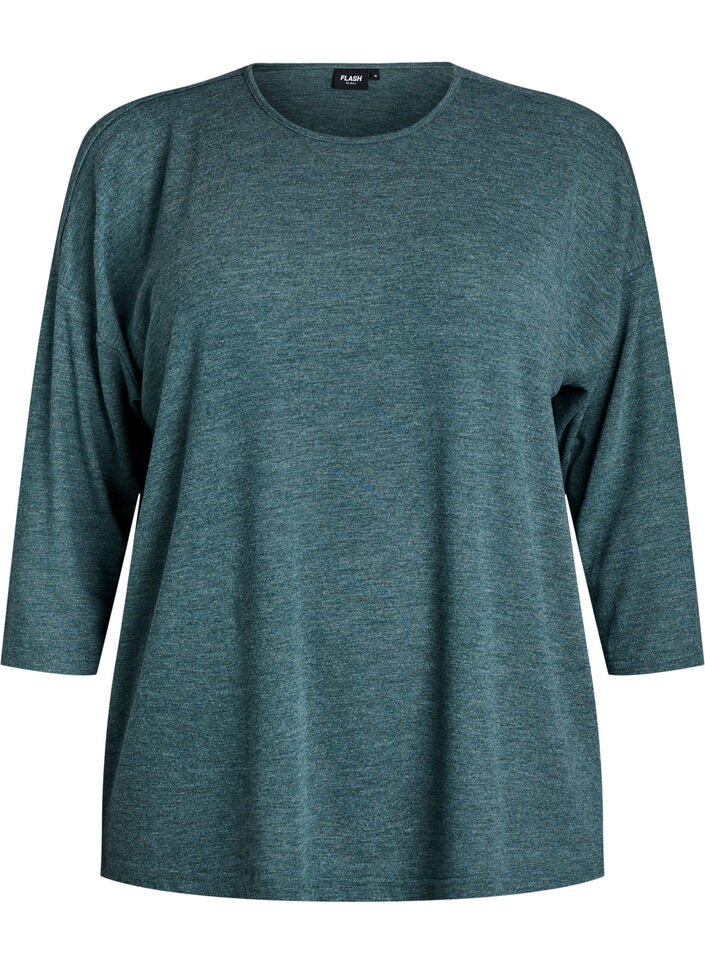 FLASH – Blouse en jersey avec manches 3/4, Vert foncé, Packshot image number 0