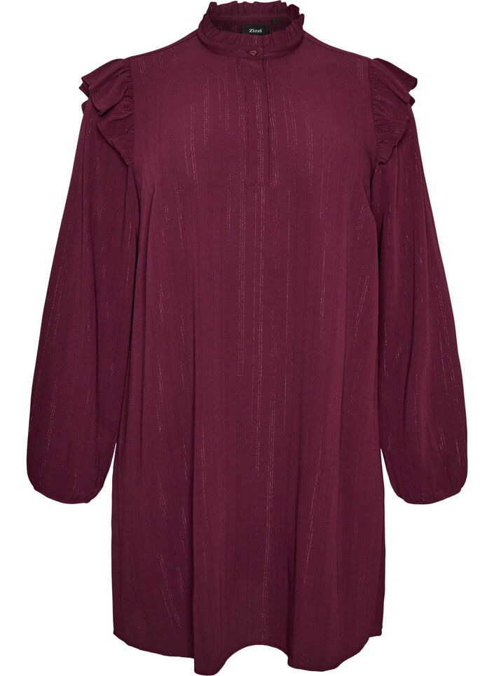 Robe courte &agrave; volants et paillettes, Bordeaux, Packshot image number 0